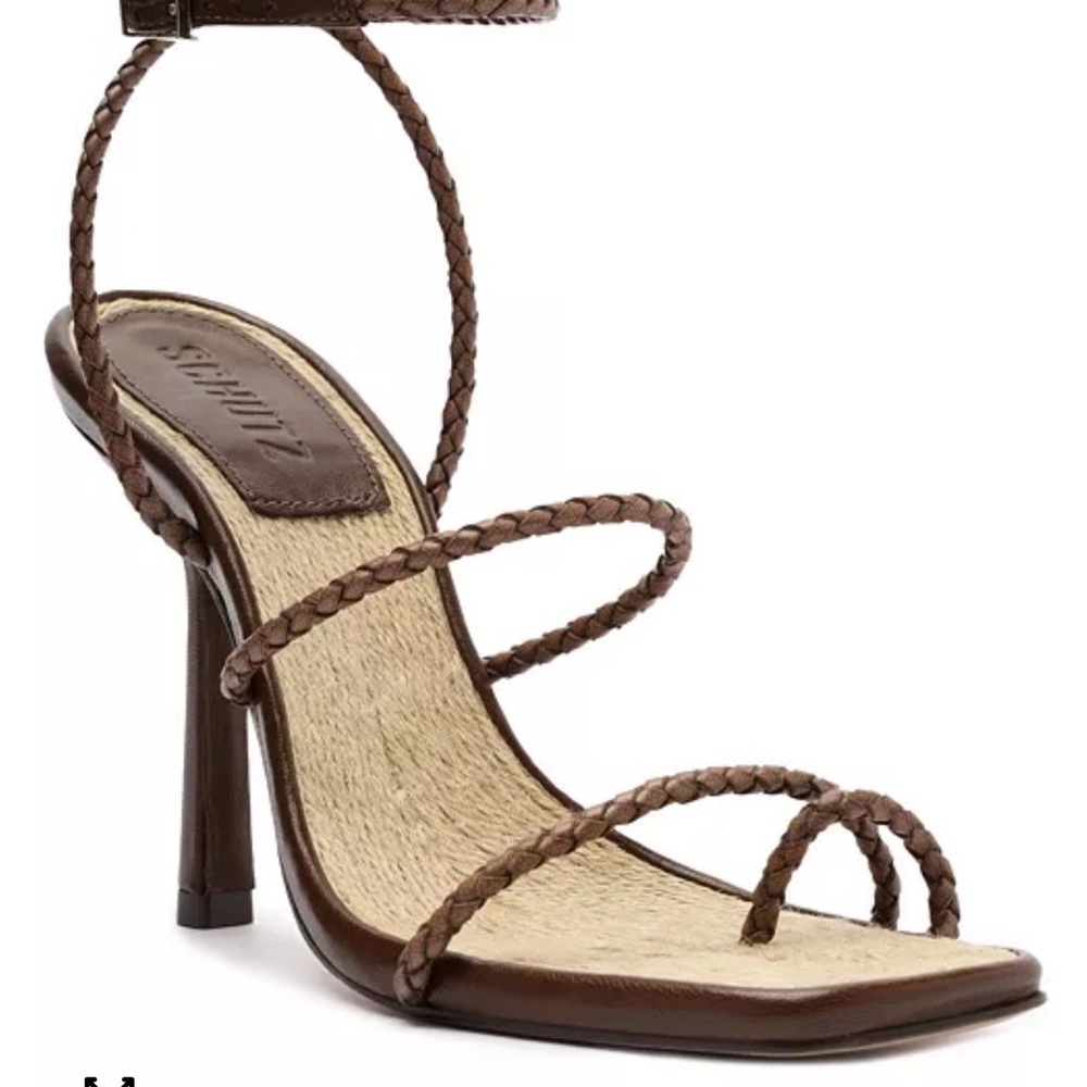 SCHUTZ Brown Braided Strap Heels